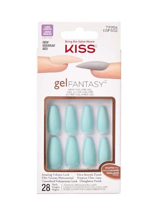 28-Piece Gel Fantasy False Nails Set Light Blue