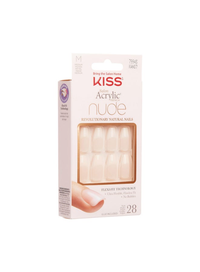 28-Piece Salon Acrylic False Nails Set French Nude - image 2