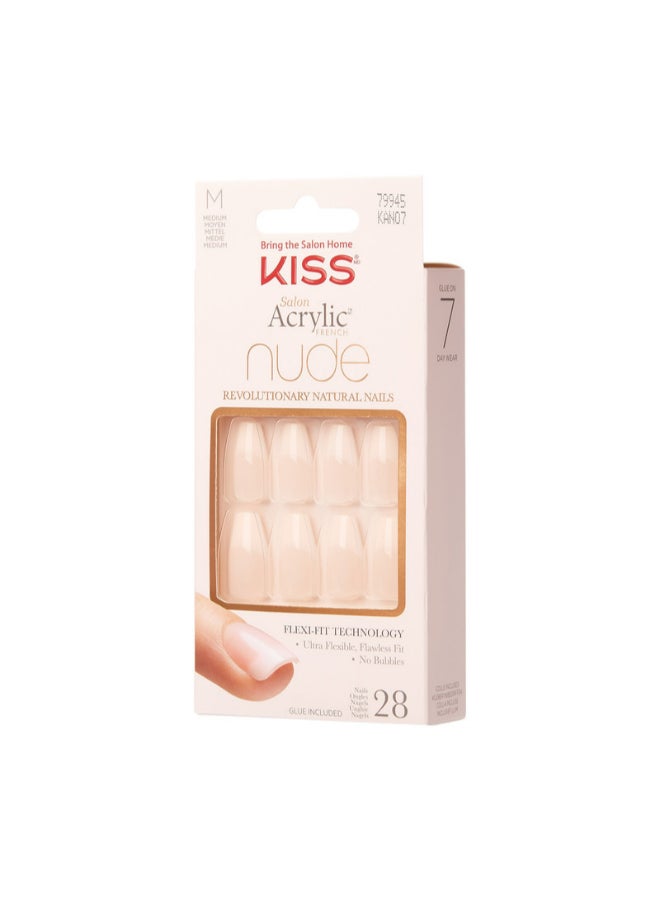 28-Piece Salon Acrylic False Nails Set French Nude - image 3