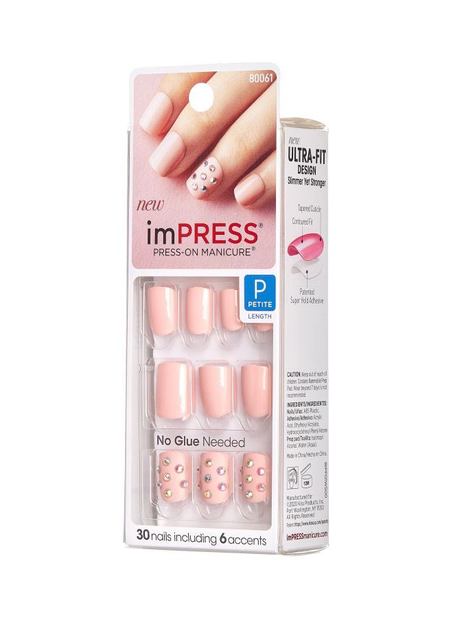 30-Piece Impress False Nails Set Pink