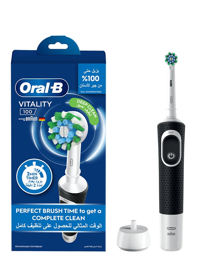 Vitality Cross Action Rechargeable Electric Toothbrush, 1 Count Black