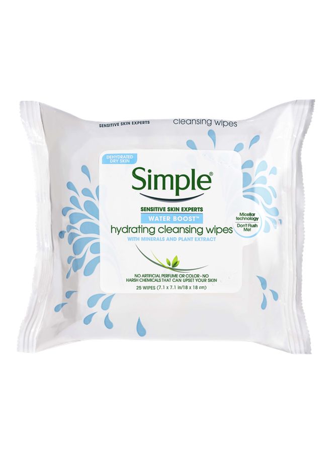 Pack Of 25 Water Boost Hydrating Cleansing Wipe 19grams