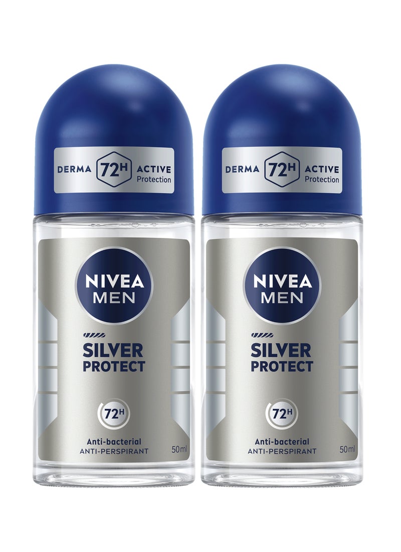 Silver Protect Antiperspirant For Men Antibacterial Protection Roll-On 50ml