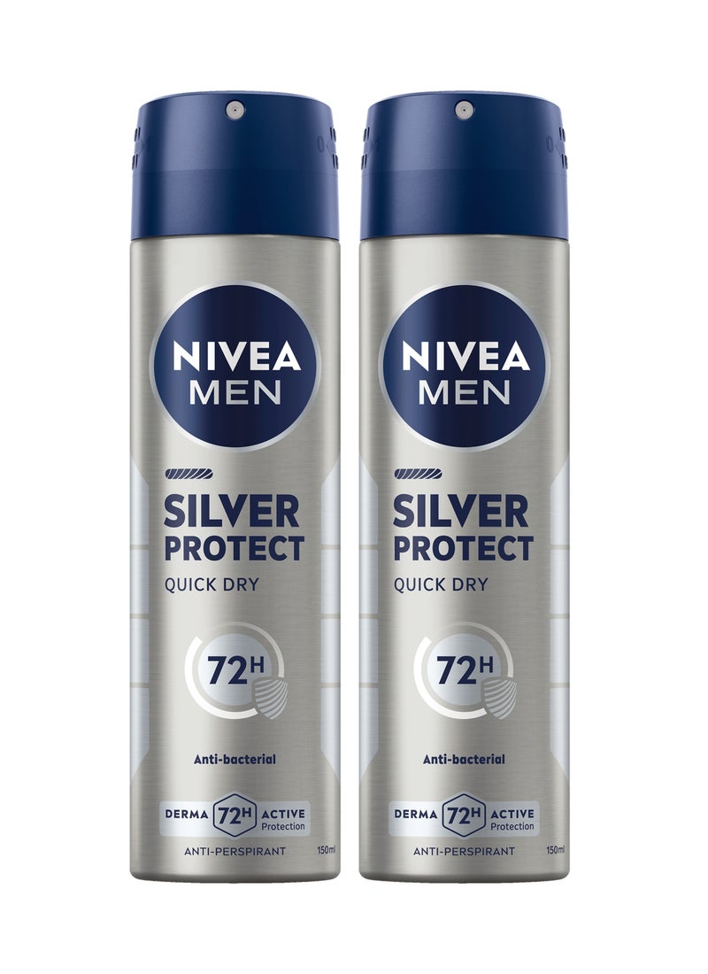 Silver Protect Antiperspirant For Men Antibacterial Protection Spray multicolour 150ml