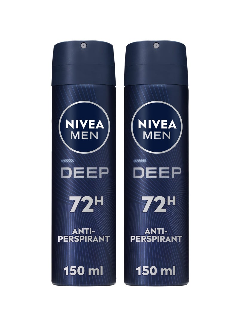 Pack Of 2 Deep Antiperspirant Spray multicolour 150ml