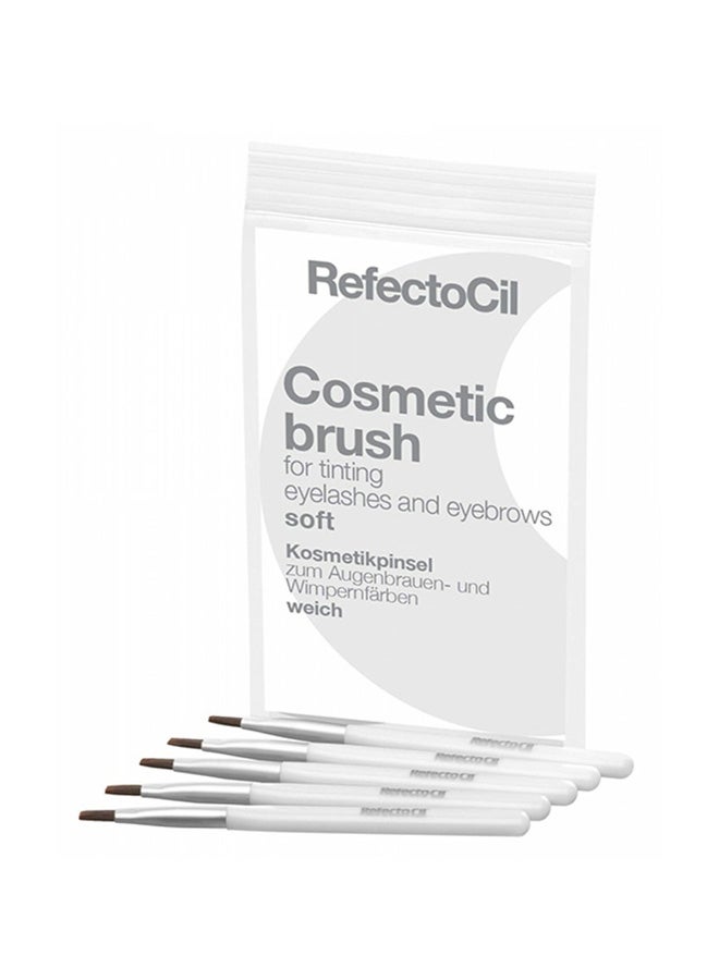 5-Piece Of Cosmetic Brush Soft Silver Packet White