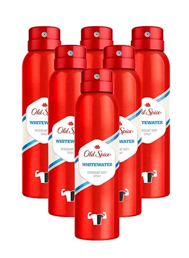 Pack Of 6 White Water Deodorant Body Spray 150ml