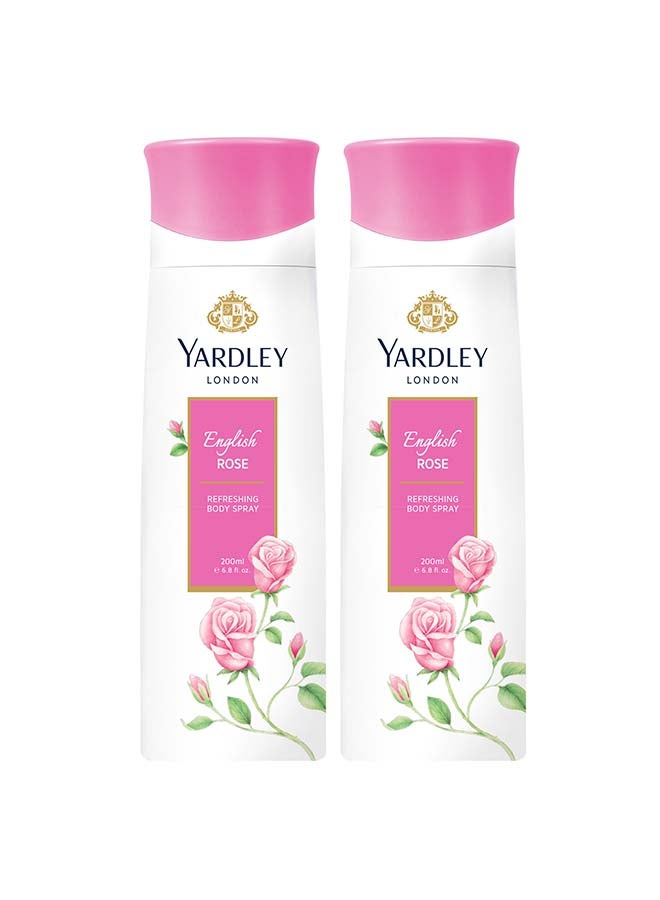 Pack Of 2 English Rose Body Spray 200ml