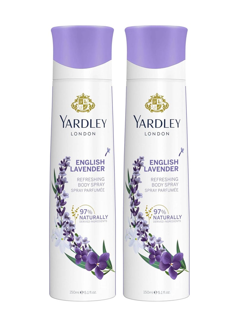 Pack Of 2  English Lavender Body Spray 150ml