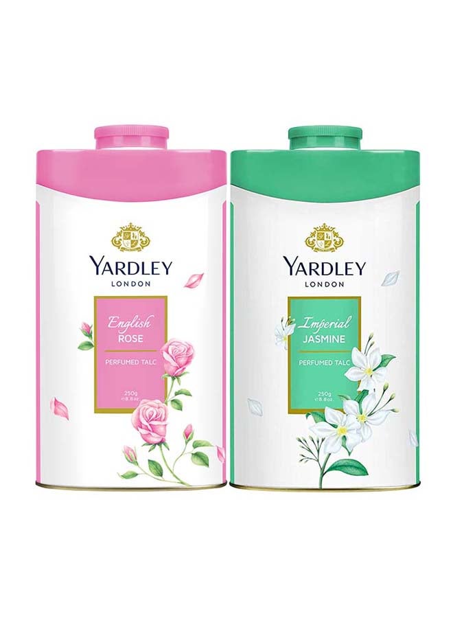 English Rose With Imperial Jasmine Perfumed Body Talc 250g Pack of 2