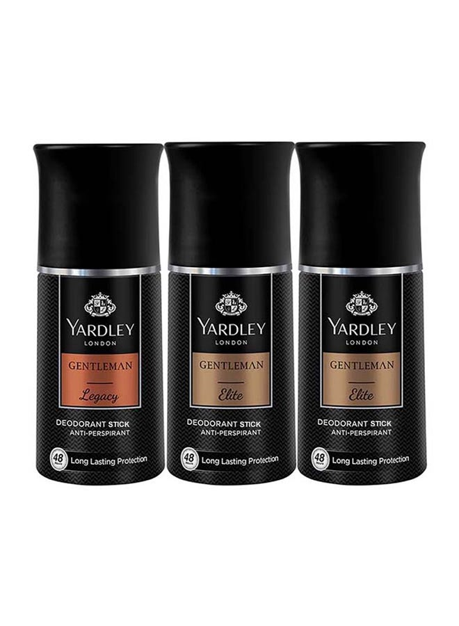 Gentleman Deodorant Stick And Anti-Perspirant Gentlemen Elite + Gentlemen Legacy 50ml Pack of 3