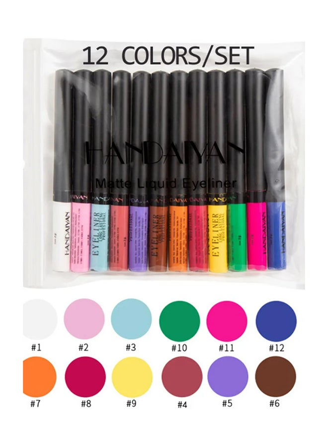 12-Piece Color Matte Liquid Eyeliner Set Multicolour