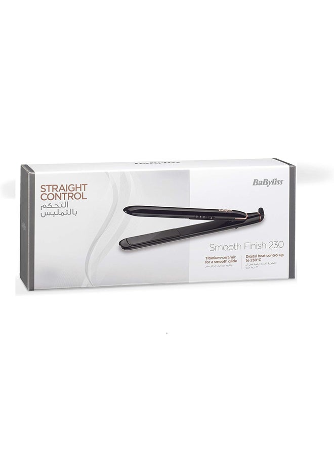 Smooth Finish 230 Hair Straightener | Titanium Ceramic Plates For Efficient Straightening | Adjustable Temperature Settings For Versatile Styling | Salon-quality Results At Home | ST250SDE Black