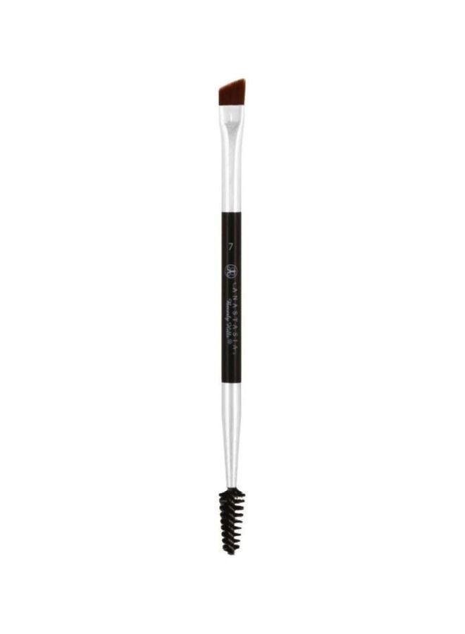 Dual-Ended Angled Eye Makeup Brush Black/Silver/Brown