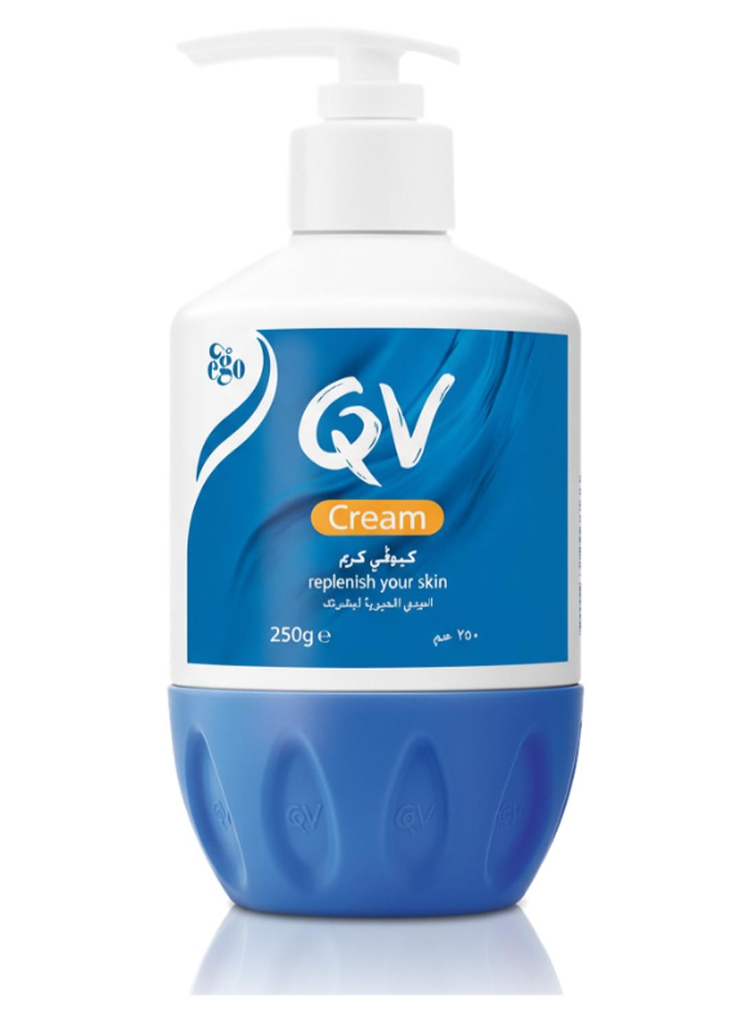 QV Rich Moisturizing Cream 250g Pump - Daily Hydration for Dry, Sensitive, Eczema-Prone Skin, Fragrance-Free, pH Balanced, Squalene Enriched Body And Face Cream" 250grams