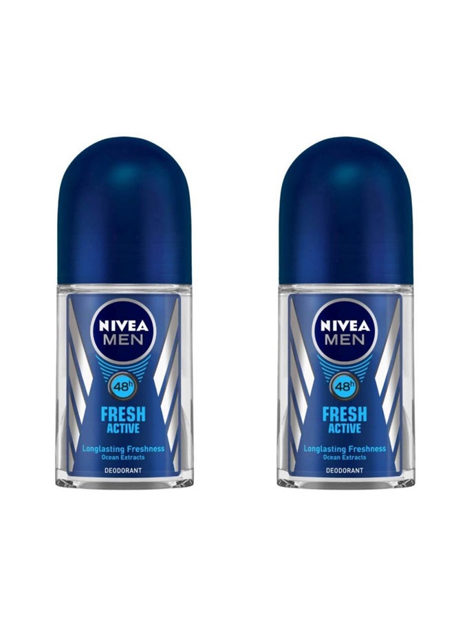 Pack Of 2 Deo Fresh Active Roll On 2x50ml