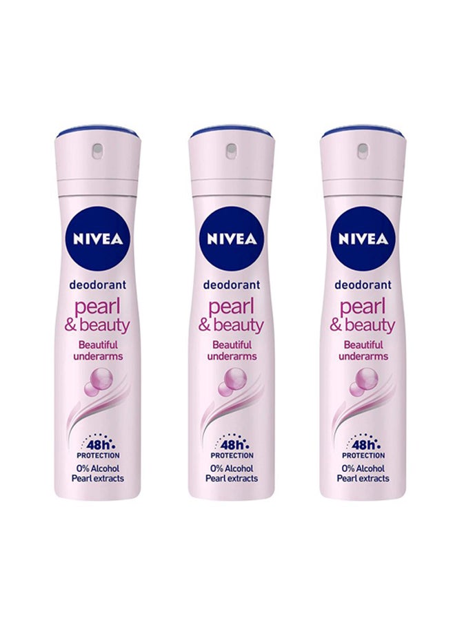 3-Piece Pearl And Beauty Deodorant Pink 150ml