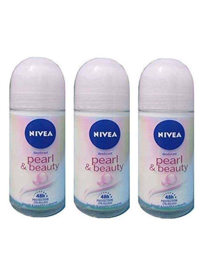 3 Pack Pearl And Beauty Deodorant Roll-On 225grams