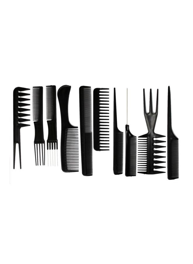10-Piece Barber Comb Set Black