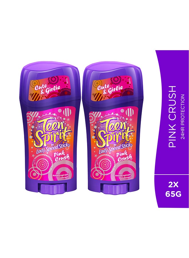Pack of 2 Teen Spirit Pink Crush Antiperspirant Deodorant Pink Crush 65grams