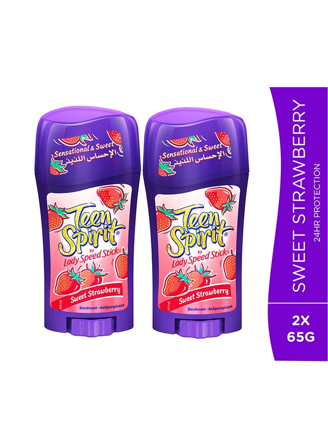 Pack of 2 Teen Spirit Sweet Strawberry Antiperspirant Deodorant Sweet Strawberry 65grams