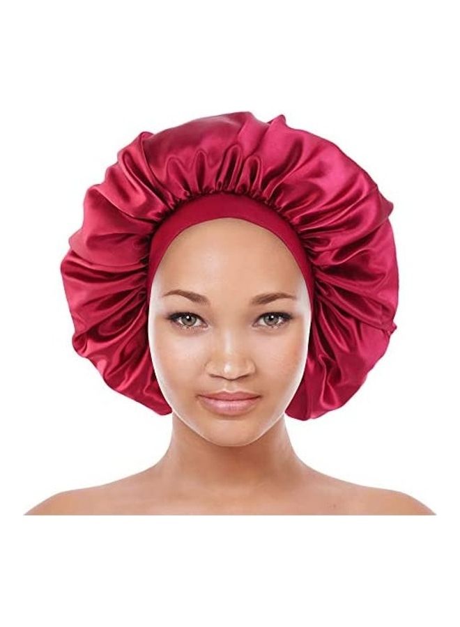 Satin Bonnet Silk Curly Natural Long Hair Sleep Cap Red 38inch