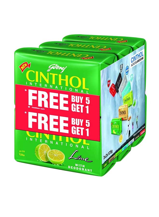 Lime Bath Soap With Deodorant 125g Pack of 6