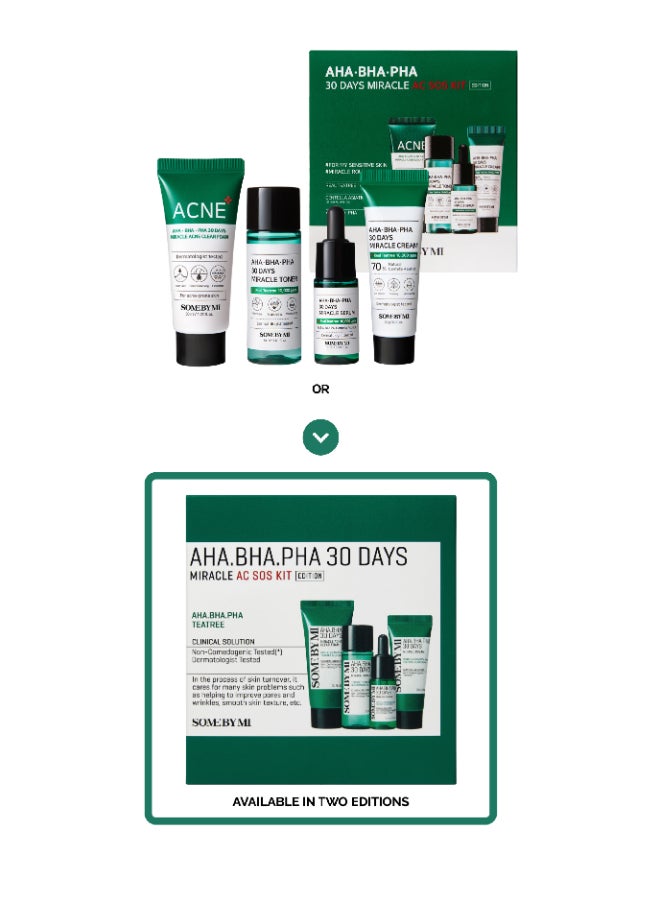 AHA BHA PHA 30 Days Miracle AC SOS Kit of 4 70ml + 20grams