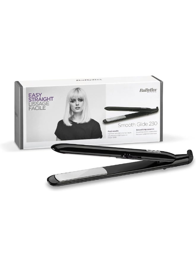 Smooth Glide 230 Hair Straightener | Fast Heat Up Ceramic Coated Plates For Rapid Results | 2 Digital Temp Settings 200°C - 230°C | Breathe Easy With Auto Shut Off Function | ST240SDE Black/Silver