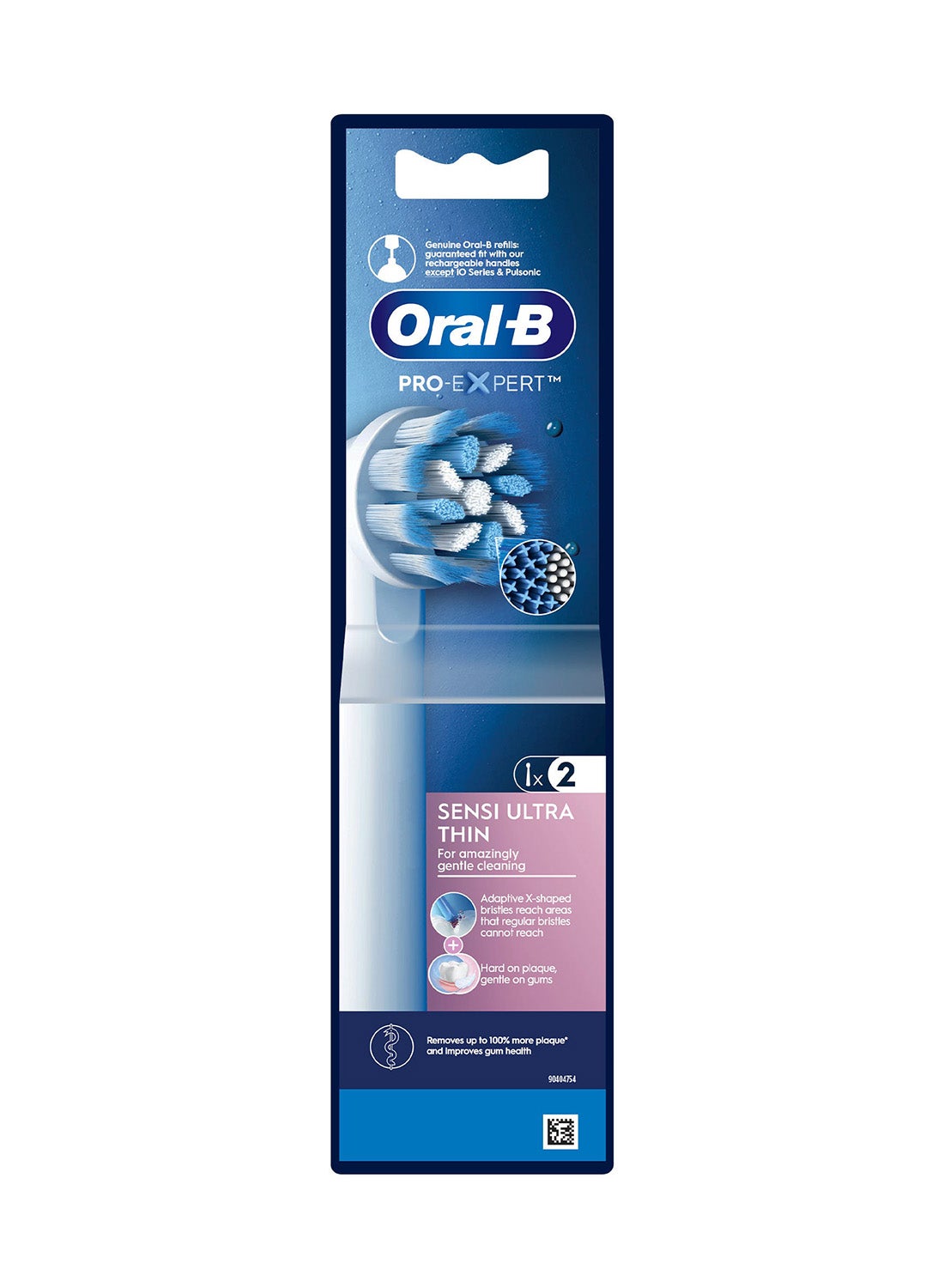 EB60X-2 1*2 Sensi Ultra-thin Replacement Brush Head for Electric Toothbrush, White, 2ct White