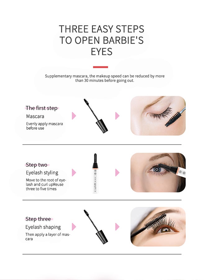 USB Rechargeable Electric Eyelash Curler For Quick Natural Curling Black - image 6