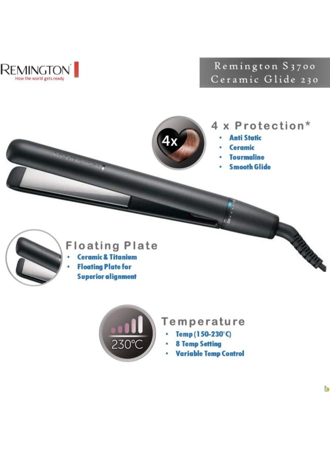 Ceramic Glide Hair Straightener 230°C 30cm black - image 3