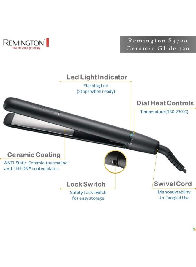 Ceramic Glide Hair Straightener 230°C 30cm black - image 4