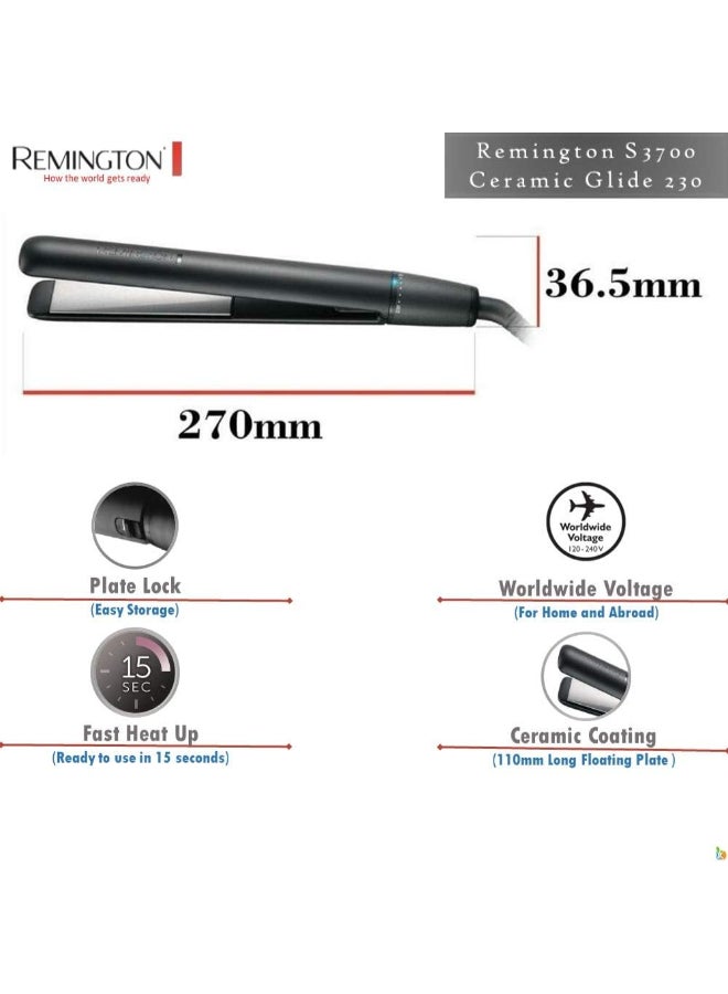 Ceramic Glide Hair Straightener 230°C 30cm black - image 5