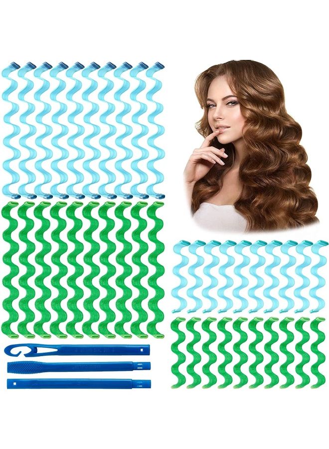 40-Piece Heatless Spiral Hair Curler Set Blue/Green