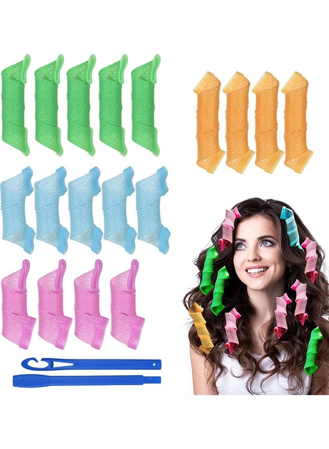 Heatless Hair Rollers Spiral Curlers Set Multicolour