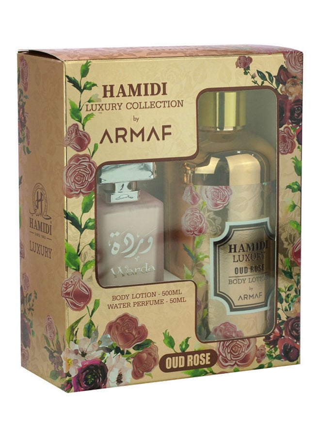 Set of Hamidi Luxury Oud Rose Perfume & Body Lotion 550ml