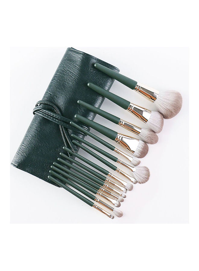 14-Piece Make Up Brush Set Green