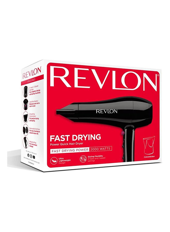 Quick Dry Hair Dryer Fast Drying 2000 Watts RVDR5280 Black - image 3
