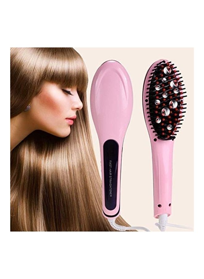 Ceramic Electronic Hair Straightening Brush Pink/Black