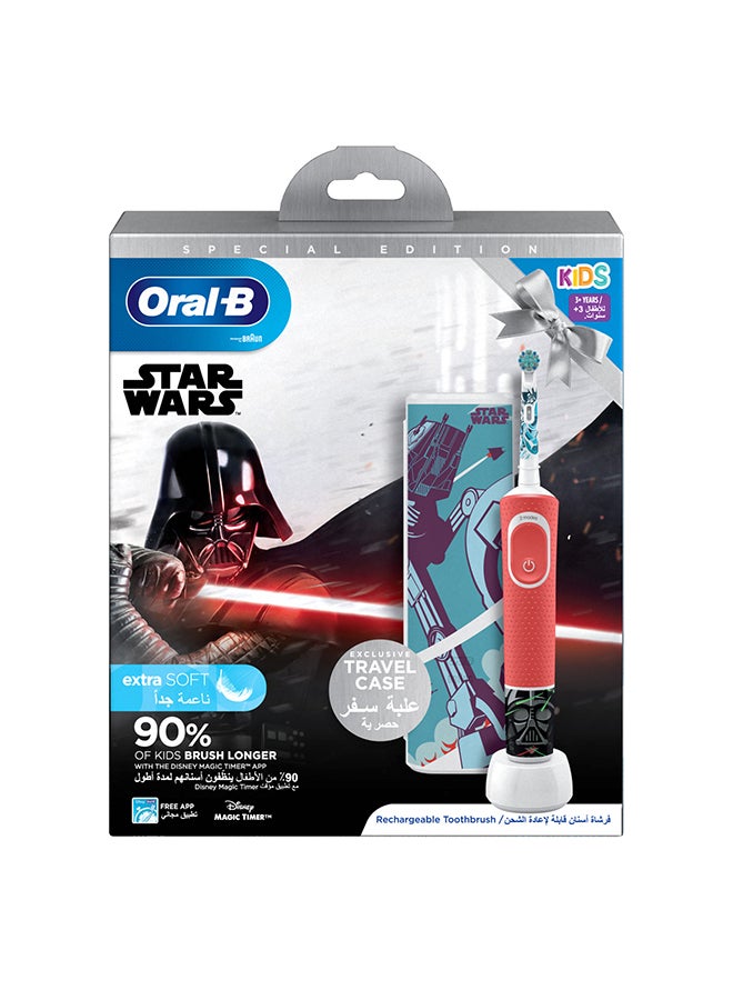 Kids Rechargeable Electric Toothbrush Set, Star Wars, 3+ Years, with Travel Case Red