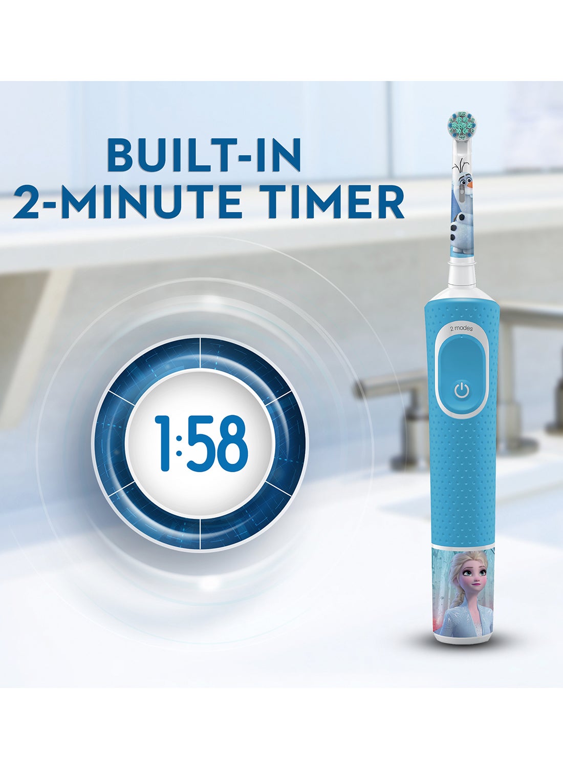 Kids Rechargeable Electric Toothbrush Set, Frozen, with Exclusive Travel Case, 1 Set Blue - image 5