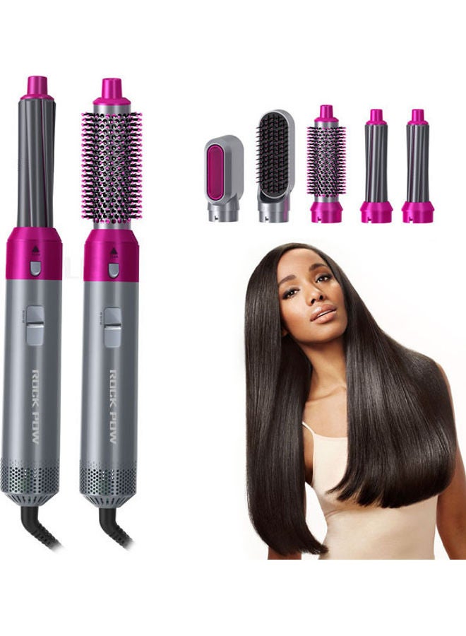 5-in-1 Hot Air Hair Curler Set Pink/Grey