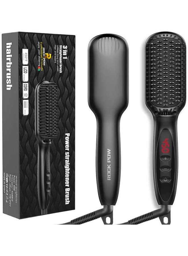 Hot Air Hair Straightener Brush Black