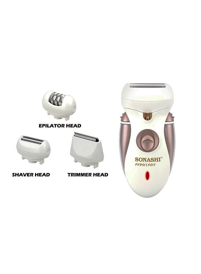 Detachable Shaver Epilator And Trimmer Head With Sharp Stainless Steel Blades Washable Accessories 2 Speed Settings On And Off Switch LED Light Continuous Working Time of 45 Mins  SLD-824 Multicolour