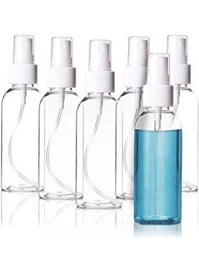 6-Piece Refillable Spray Bottles for Makeup Clear/White