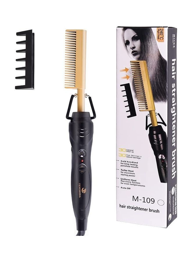 Professional Hair Straightener Comb Gold/Black