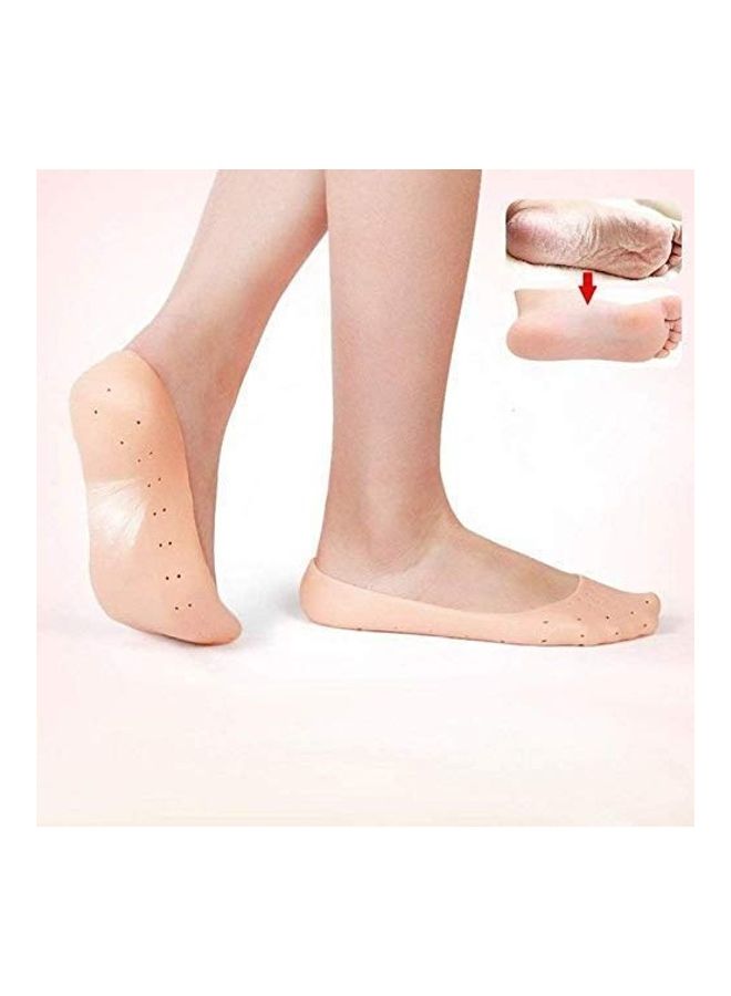 Anti Crack Full Length Silicone Foot Protector Moisturizing Socks Beige