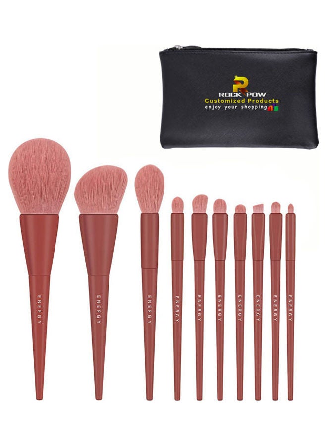 10 Pcs Professional Makeup Brushes Red