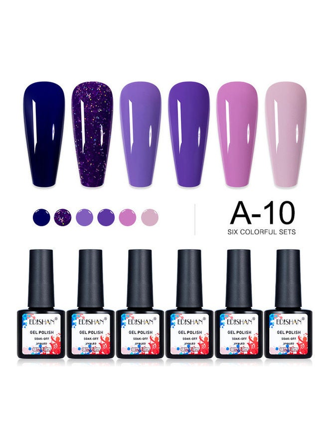 6-Piece UV and LED Nail Gel Polish Set Multicolour